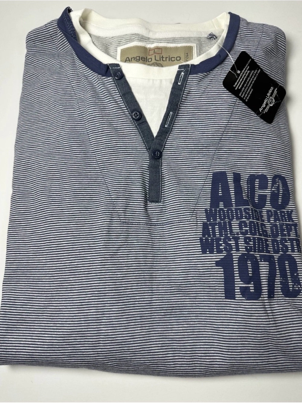 Angelo Litrico Men's Striped Long-Sleeve Shirt – Size Large